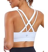 RUNNING GIRL Strappy Sports Bra for Women Sexy Crisscross Back Light Support Yoga Bra with Remova...