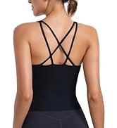 RUNNING GIRL Workout Tank Tops with Built in Bras for Women,Criss-Cross Back Longline Sports Bras...