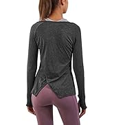 Bestisun Long Sleeve Yoga Workout Tops Lightweight Thumbhole Shirts Athletic Wear for Women