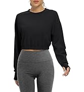 Bestisun Long Sleeve Cropped Workout Shirts Athletic Gym Yoga Crop Tops for Women