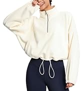 THE GYM PEOPLE Women’s Half Zip Crop Pullover Sweatshirt Fleece Stand Collar Workout Tops with Po...