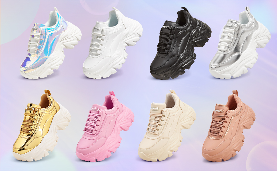 pink chunky fashion sneakers