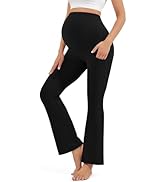 Blisset Women's Maternity Pants with Pockets Over The Belly Pregnancy Bootcut Yoga Pants for Work...