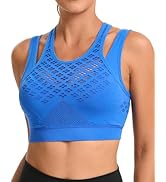 RUNNING GIRL Sports Bras for Women High Support,Seamless Ribbed Longline High Neck Sports Bra Rac...