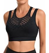 RUNNING GIRL Sports Bras for Women High Support,Seamless Ribbed Longline High Neck Sports Bra Rac...