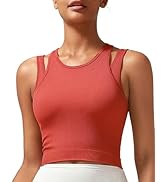 RUNNING GIRL Sports Bras for Women High Impact Seamless Ribbed Longline High Neck Workout Crop Ta...