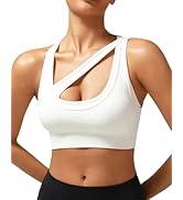 RUNNING GIRL Sports Bras for Women High Support,Seamless Ribbed Longline High Neck Sports Bra Rac...