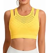 RUNNING GIRL Sports Bras for Women High Support,Seamless Ribbed Longline High Neck Sports Bra Rac...