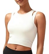 RUNNING GIRL Sports Bras for Women High Impact Seamless Ribbed Longline High Neck Workout Crop Ta...