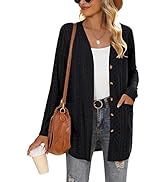 LUYAA Cardigan Sweaters for Women Lightweight Open Front Long Sleeve Button Down V Neck Dressy Lo...