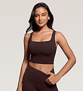 CRZ YOGA Butterluxe Womens Square Neck Longline Sports Bra - Workout Crop Tank Tops Padded with B...