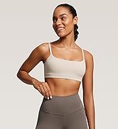 CRZ YOGA Womens Butterluxe Adjustable Spaghetti Strap Sports Bra - Scoop Neck Wireless Padded Bra...