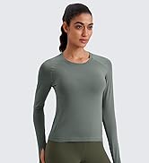 CRZ YOGA Womens Seamless Workout Long Sleeve Shirts Quick Dry Gym Athletic Tops Breathable Runnin...