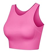 Hot Pink Rose Red High Neck Sports Bra for Women Longline Medium Impact