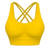 Cross Back Yellow Sports Bra for Women