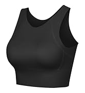 High Neck Sports Bra for Women Longline Medium Impact Workout Crop Tank Tops Wirefree