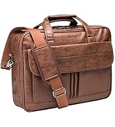 seyfocnia Mens Laptop Bag,15.6 Inch Leather Messenger Bag Water Resistant Business Travel Briefca...