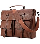 Leather Messenger Bag for Men, Vintage Leather Laptop Bag Briefcase Satchel, 17.3 Inch Computer S...