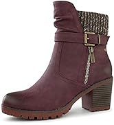 Hawkwell Women's Zipper Chunky Heel Ankle Booties