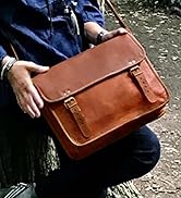 Leather Canvas Messenger Bag for Men Women - Vintage Laptop Satchel Leather Briefcase by Rustic T...
