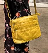 RUSTIC TOWN Leather Crossbody Bag for Women - Washed Leather Travel Sling Bag Purse Hobo Handbags...
