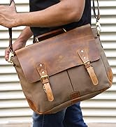 Leather Messenger Bag for Men Full Grain Leather Laptop Briefcase Vintage Computer Satchel Travel...