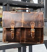 Leather Messenger Bag for Men Women - Full Grain Leather Laptop Satchel Office Shoulder Bag by Ru...