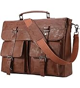 Leather Messenger Bag for Men, 15.6 Inch Vintage Laptop Bag Briefcase Satchel