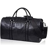 Weekender Oversized Travel Duffel Bag With Shoe Pouch, Leather Carry On Bag