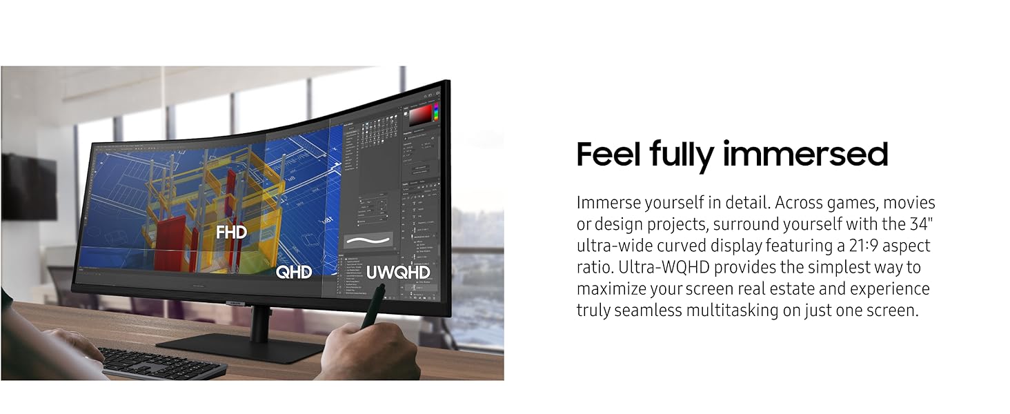 Samsung S64UA 34 Inch Ultrawide QHD Computer Monitor