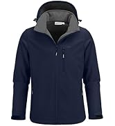 33,000ft Men's Softshell Jacket with Hood Fleece Lined Windbreaker Lightweight Waterproof Jackets...
