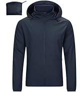 33,000ft Men's Rain Jacket Waterproof Lightweight Raincoat Packable Rain Shell Windbreaker with H...