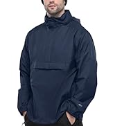 33,000ft Men's Pullover Rain Jacket Waterproof with Hood Lightweight Packable Raincoat Windbreake...