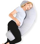 Momcozy Pregnancy Pillows for Side Sleeping, J Shaped Maternity Body Pillow for Pregnancy, Soft P...