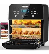 Nuwave Brio 15.5Qt Air Fryer Rotisserie Oven, X-Large Family Size, Powerful 1800W, 4 Rack Positio...