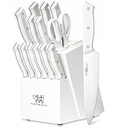 Knife Sets for Kitchen with Block, HUNTER.DUAL Knife set, 15 Pcs Kitchen Knife Set with Block Sel...