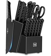HUNTER.DUAL Knife Sets for Kitchen with Block, HUNTER.DUAL 15 Piece Knife Set with Built-in Sharp...