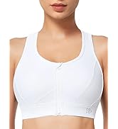 Yvette Zip Front Sports Bra - High Impact Sports Bras for Women Plus Size Workout Fitness Running