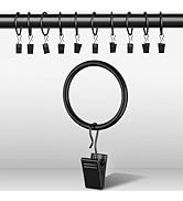 IFELS Curtain Rings with Clips 40 Pack, Black Curtain Clips with Rings, Drapery Rings 1.26 Inch I...