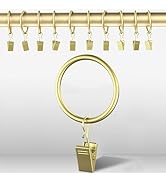 IFELS Curtain Rings with Clips 40 Pack, Gold Curtain Clips with Rings, Drapery Rings 1.26 Inch In...