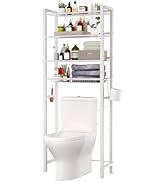 IFELS Over The Toilet Storage Rack, 4 Tier Large Capacity White Over Toilet Bathroom Organizer Sh...