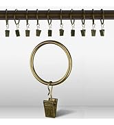 IFELS Curtain Rings with Clips 40 Pack, Bronze Curtain Clips with Rings, Drapery Rings 1.26 Inch ...