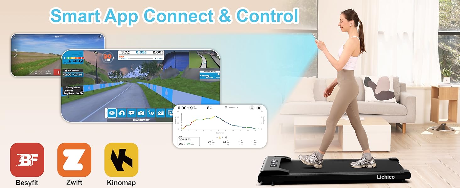 walking pad treadmill with app control