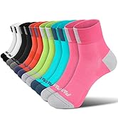 PAPLUS Women's Quarter Compression Socks 6 Pairs, Cushion Running Athletic Sport Ankle Socks with...