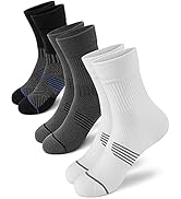 PAPLUS Compression Running Sock for Men and Women 3 Pairs, Cushioned Athletic Crew Socks with Arc...