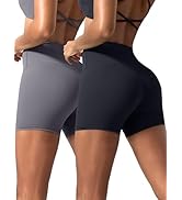 voenxe Women Yoga Shorts,Spandex Biker Tummy Control Gym Workout Short Athletic Running Exercise ...