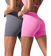 voenxe Women Yoga Shorts,Spandex Biker Tummy Control Gym Workout Short Athletic Running Exercise ...
