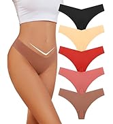 voenxe Seamless Women Underwear Thongs,V Waisted No Show Ladies Panties,Low Rise No Line Breathab...