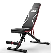 FLYBIRD Adjustable Weight Bench with Headrest, Foldable Workout Bench for Home Gym, Fit Users up ...
