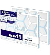 LEVOIT 16x25x1 Air Filter, MERV 11, 6-Month Pleated 1-Inch Electrostatic AC Furnace Air Cleaning ...